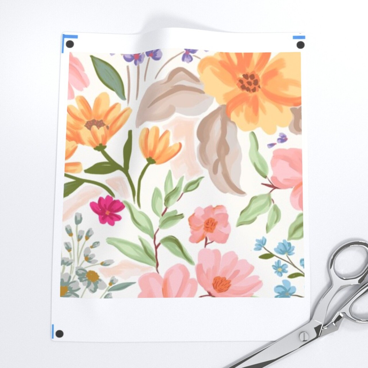 Large Scale Floral Pastel Wildflowers Spring Flowers Summer Meadow Painted Blooms Custom Printed Fabric by Spoonflower Various Fabrics by the Yard or Fat Quarter